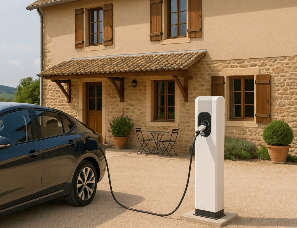 schéma fonctionnement borne de recharge V2C couplée panneaux solaires